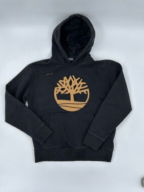 Timberland Black Adult Hoodie with Tan Tree Emblem M